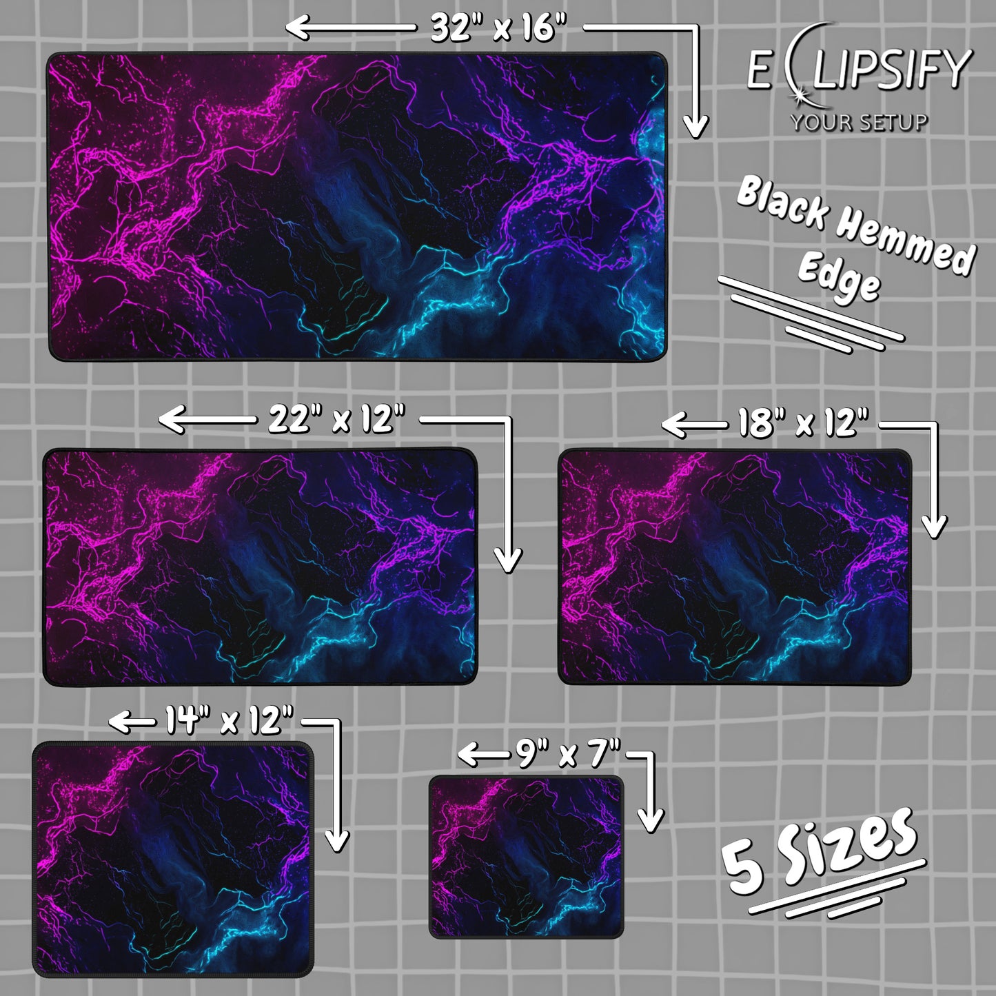 Neon Horizon: Line Art Gaming Mouse Pad