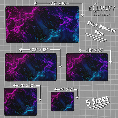Neon Horizon: Line Art Gaming Mouse Pad