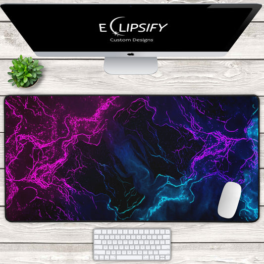Neon Horizon: Line Art Gaming Mouse Pad