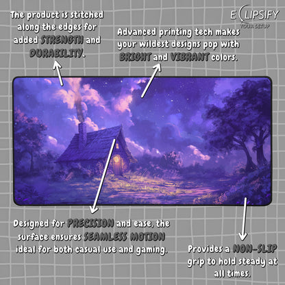 Cottage Glow: Purple Cosy Cottage Gaming Mouse Pad