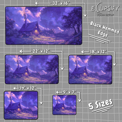 Cottage Glow: Purple Cosy Cottage Gaming Mouse Pad