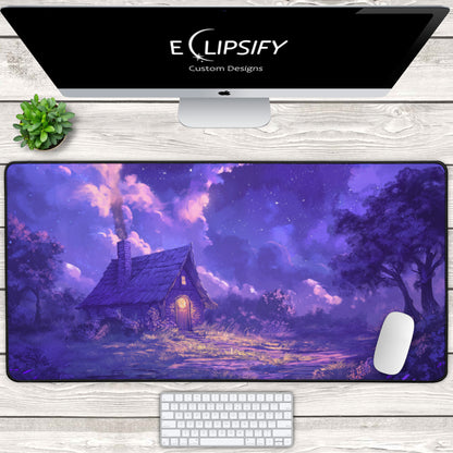 Cottage Glow: Purple Cosy Cottage Gaming Mouse Pad
