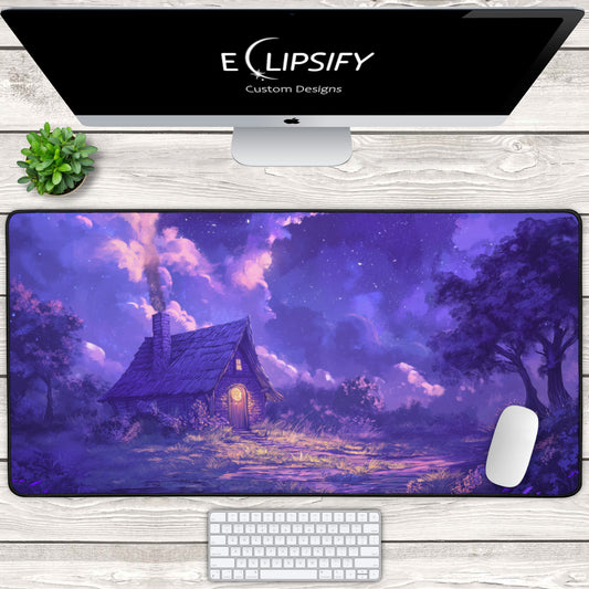 Cottage Glow: Purple Cosy Cottage Gaming Mouse Pad