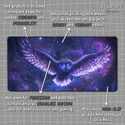 Celestial Magic: Owl Gaming Mouse Pad