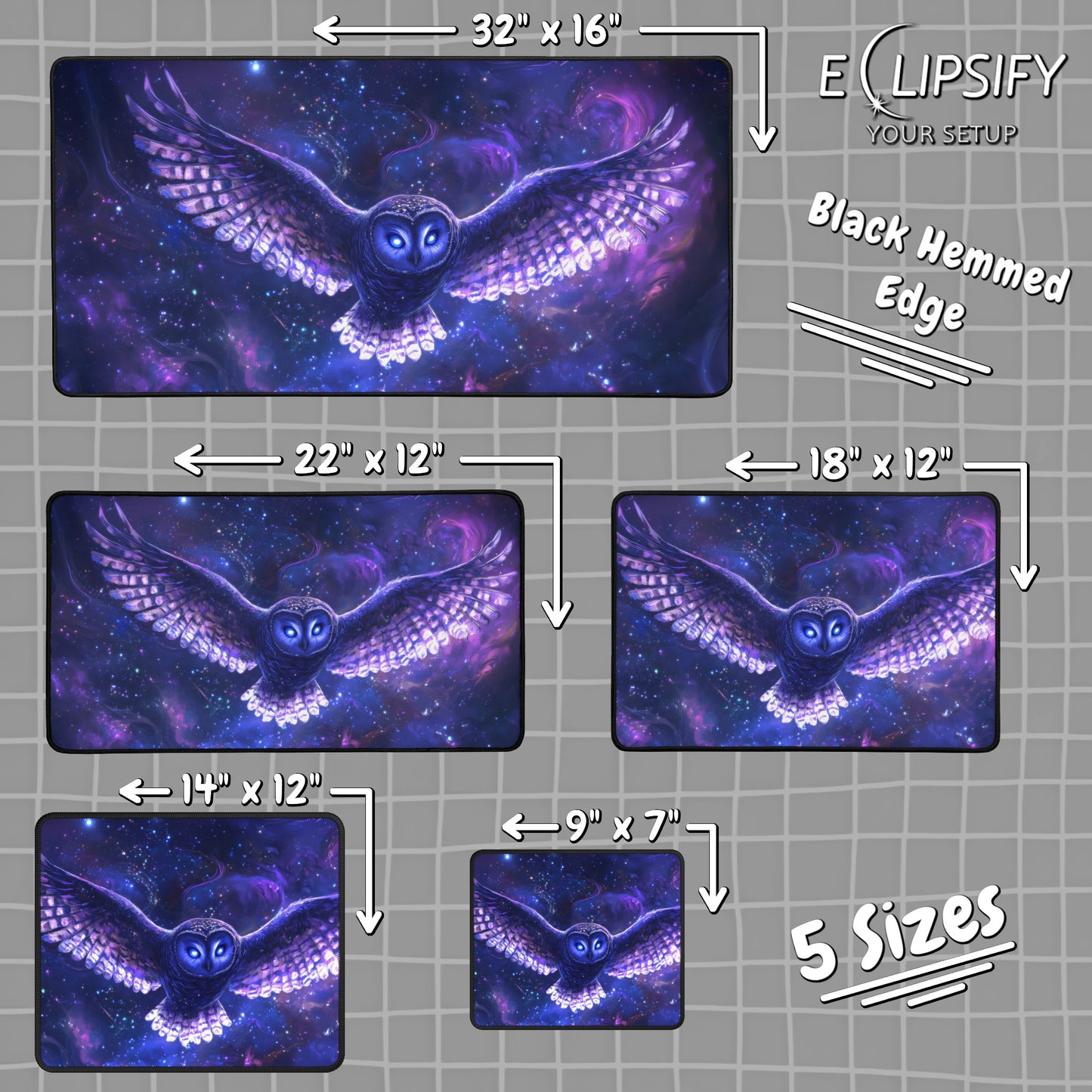 Celestial Magic: Owl Gaming Mouse Pad