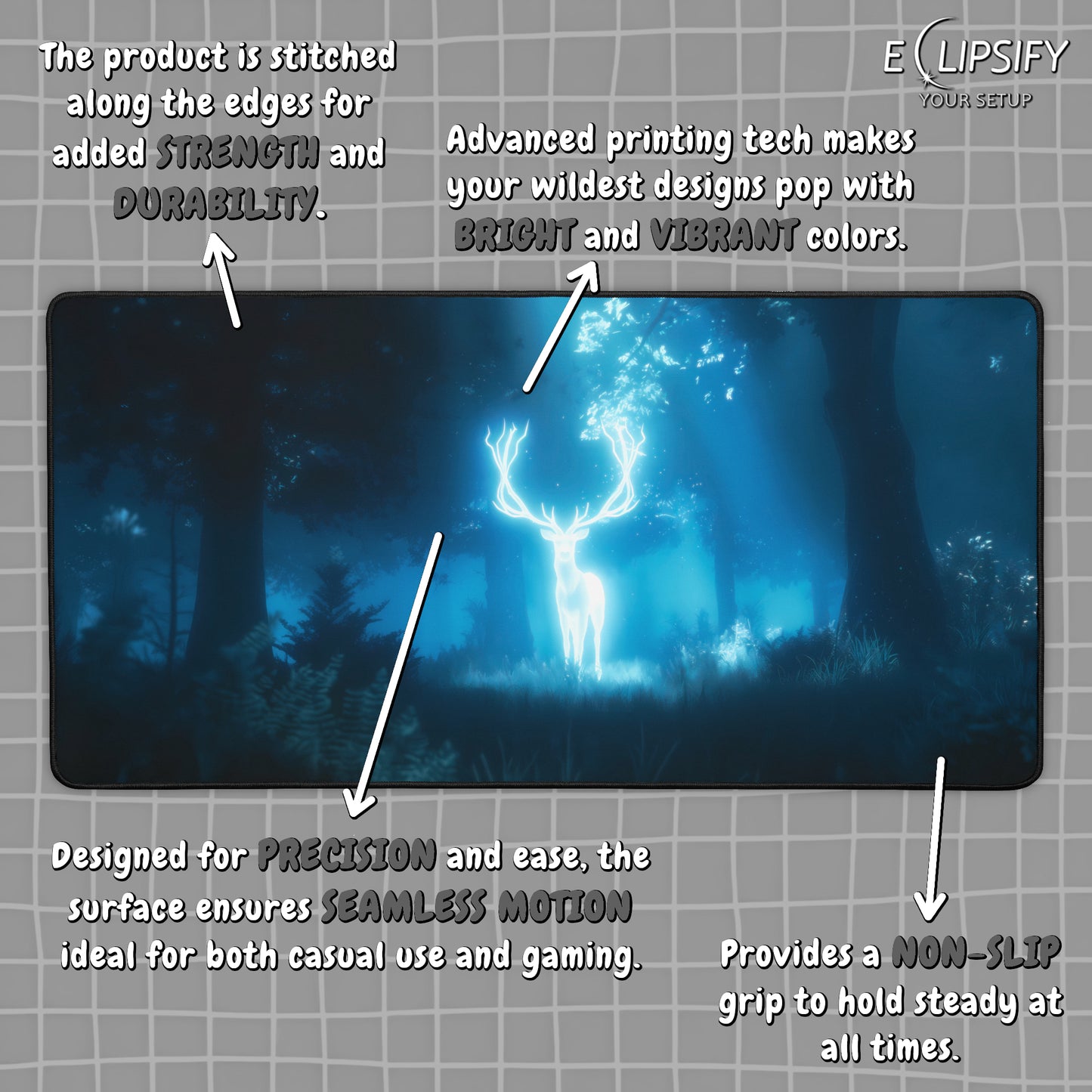 Glowing Antlers: Patronus Stag Gaming Mouse Pad