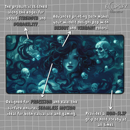 Stone Serpent: Medusa And Skulls Gaming Mouse Pad
