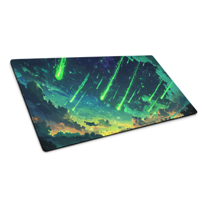 Emerald Impact: Green Meteor Storm Landscape Mouse Pad