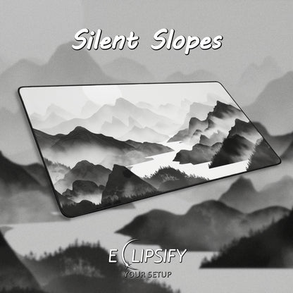Silent Slopes: White And Grey Mountains Landscape Minimalist Mouse Pad