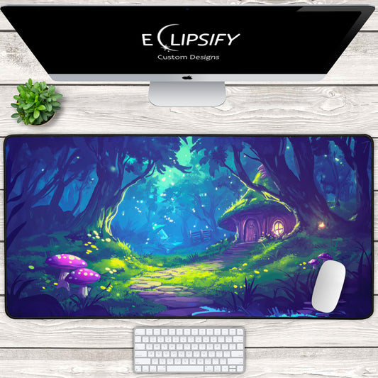 Enchanted Cottage: Mystical Forest Cottage Gaming Mouse Pad