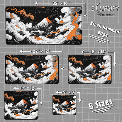 Ember Above the Peaks: Orange Dragon Mountains Gaming Mouse Pad