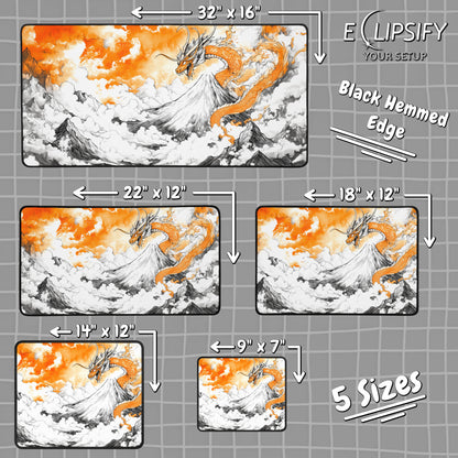 Fireheart Summit: Orange Dragon Mountains Gaming Mouse Pad