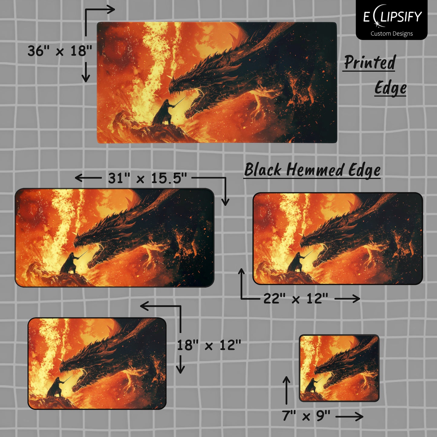 Inferno Clash: Warrior VS Dragon Gaming Mouse Pad