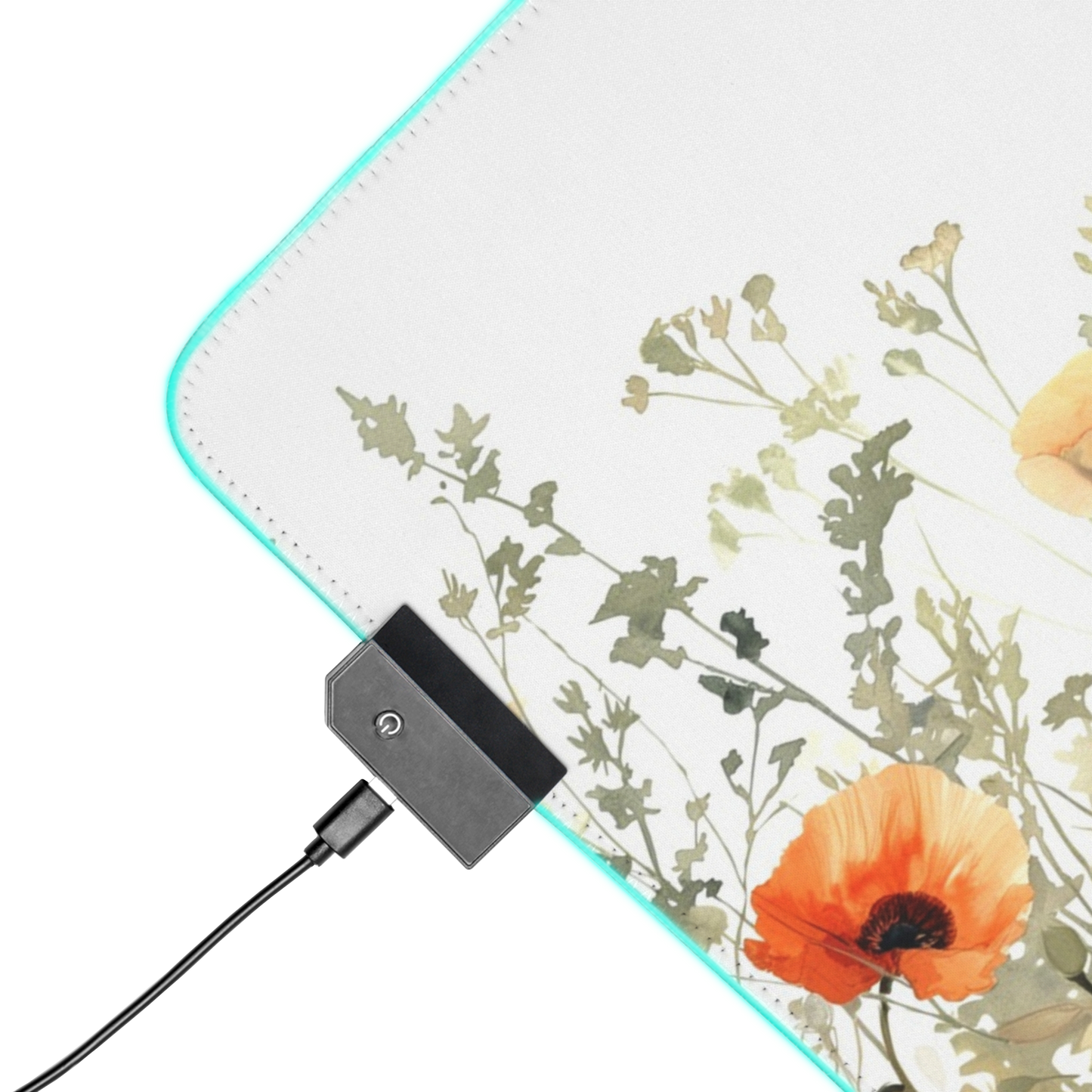 Wild Bloom: Orange Wildflower Floral White Mouse Pad
