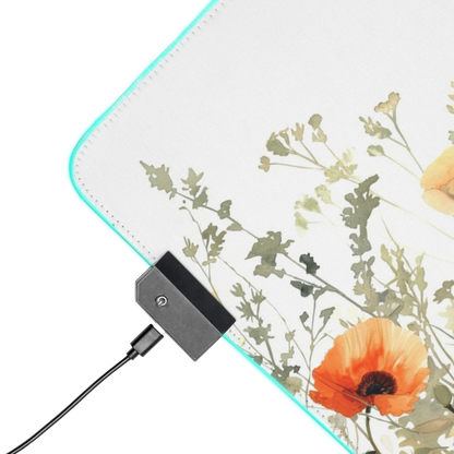 Wild Bloom: Orange Wildflower Floral White Mouse Pad