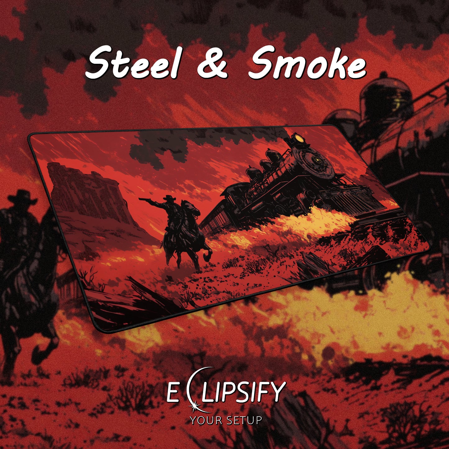 Steel & Smoke: Outlaw Cowboy Train Heist Gaming Mouse Pad
