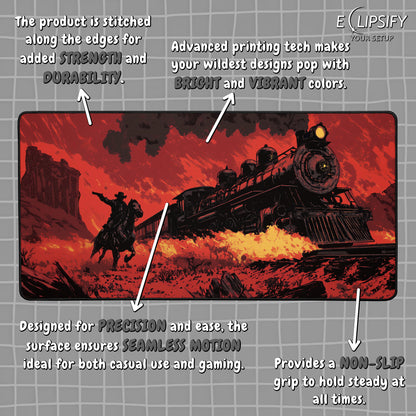 Steel & Smoke: Outlaw Cowboy Train Heist Gaming Mouse Pad