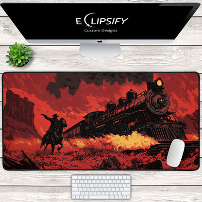 Steel & Smoke: Outlaw Cowboy Train Heist Gaming Mouse Pad