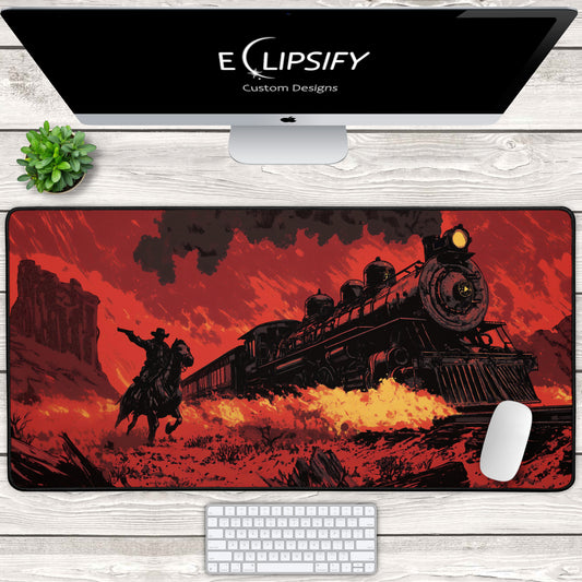 Steel & Smoke: Outlaw Cowboy Train Heist Gaming Mouse Pad