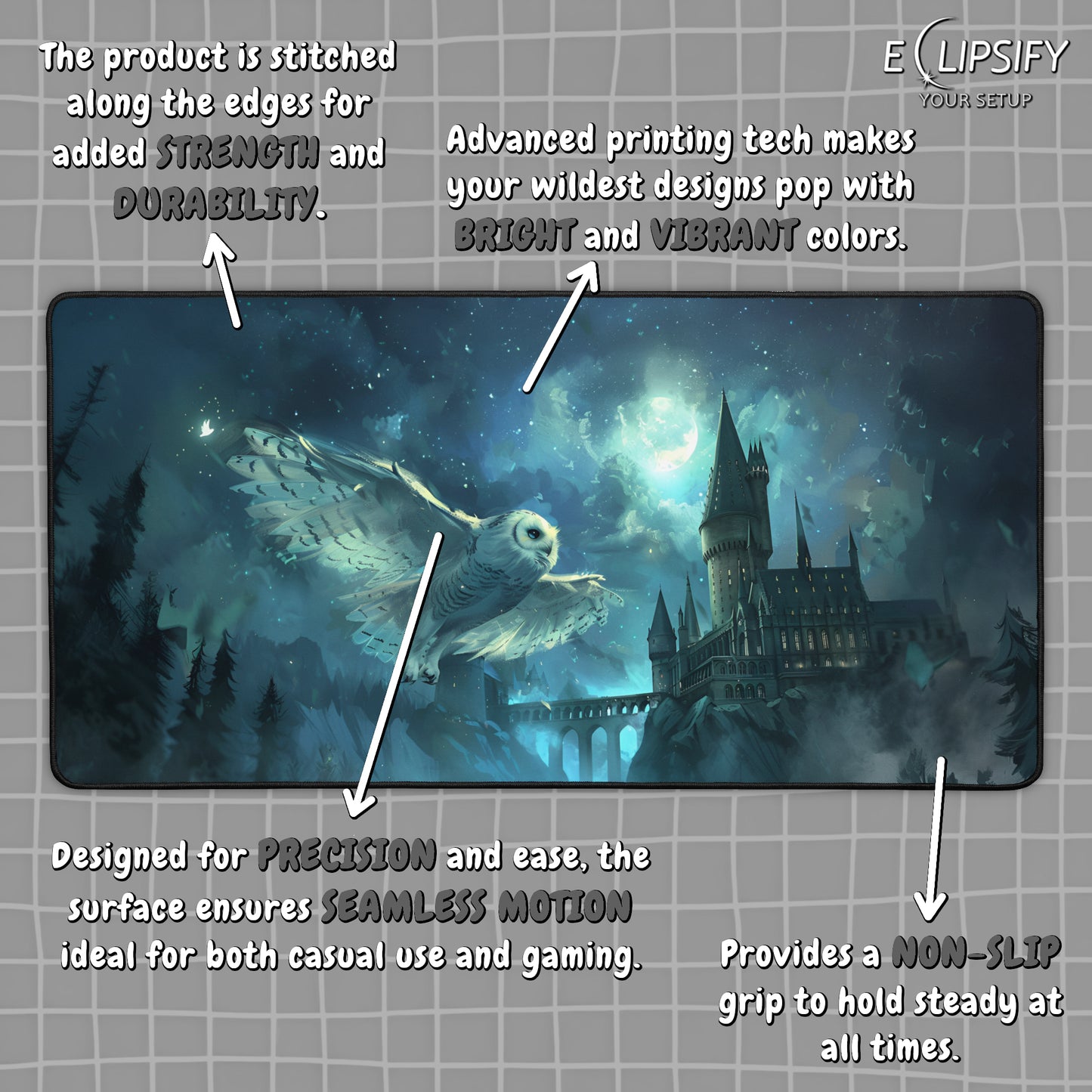 Owls Watch: Wizard Castle Gaming Mouse Pad