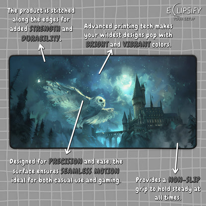 Owls Watch: Wizard Castle Gaming Mouse Pad