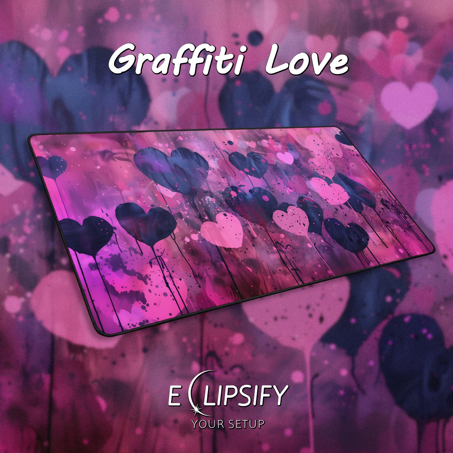Graffiti Love: Pink Heart Gaming Mouse Pad