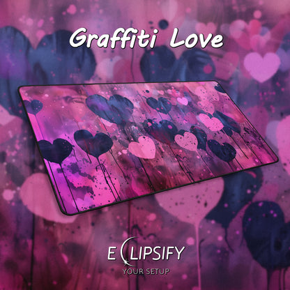 Graffiti Love: Pink Heart Gaming Mouse Pad