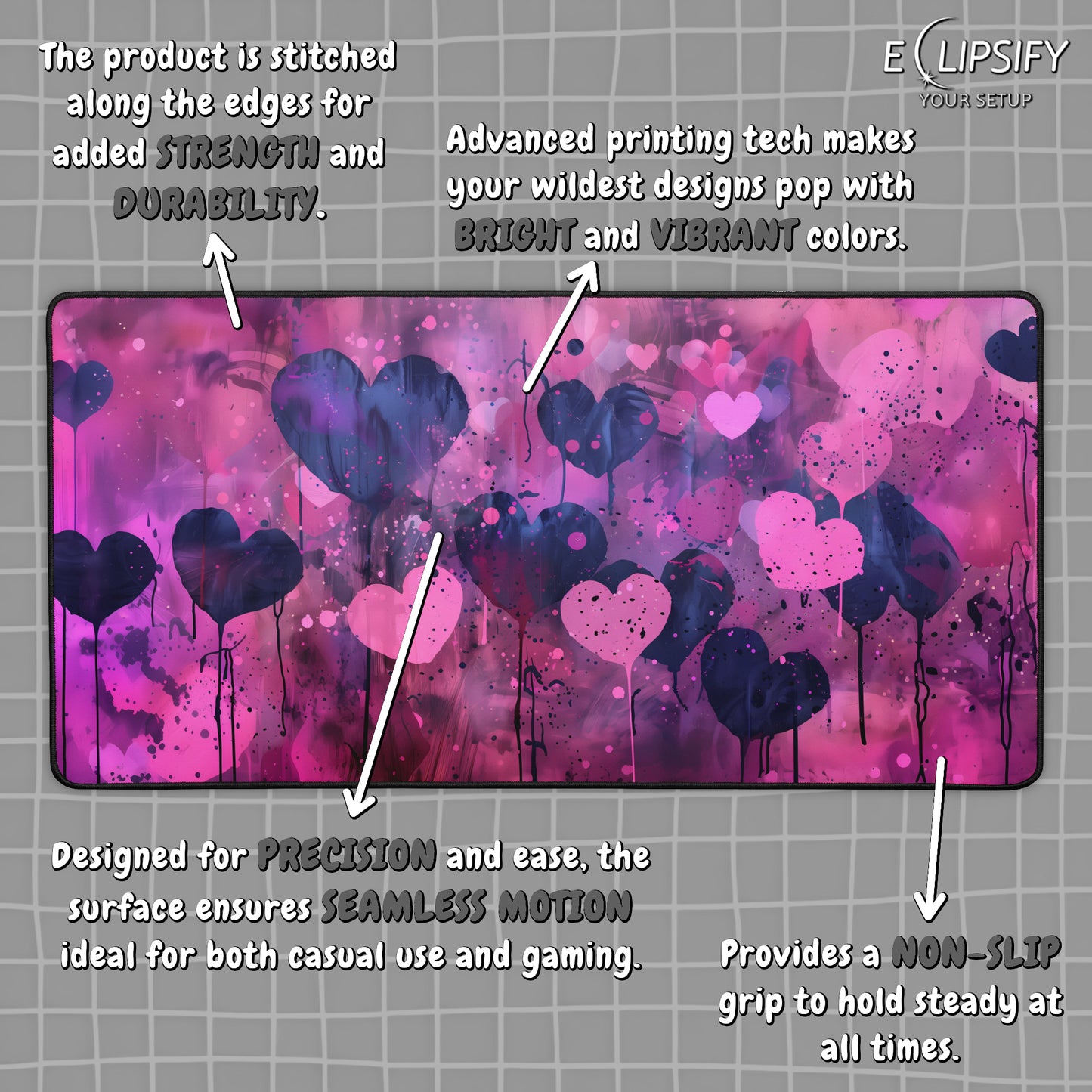 Graffiti Love: Pink Heart Gaming Mouse Pad