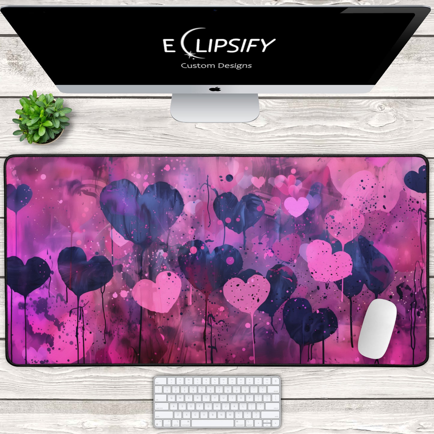 Graffiti Love: Pink Heart Gaming Mouse Pad