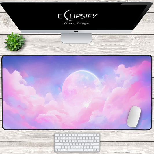 Blush Horizon: Cute Pastel Clouds Pink Gaming Mouse Pad