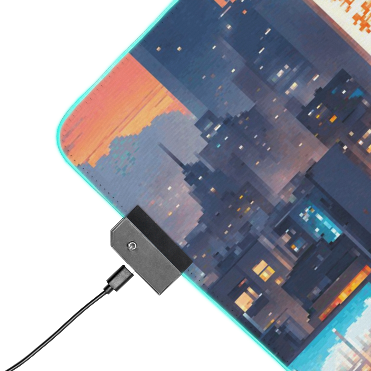 Digital District: Pixel Art Cyberpunk City Gaming Mouse Pad