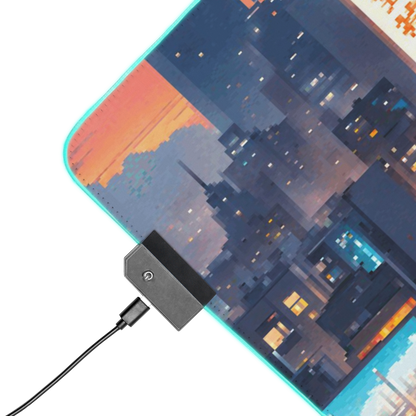 Digital District: Pixel Art Cyberpunk City Gaming Mouse Pad