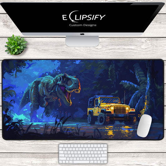 Jurassic Chase: Pixel Art Mouse Pad