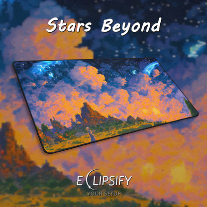 Stars Beyond: Pixel Art Sunset Gaming Mouse Pad