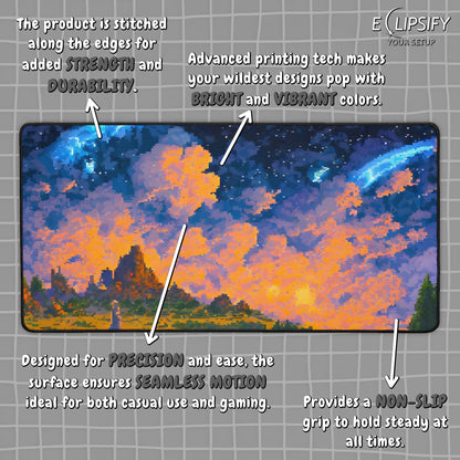 Stars Beyond: Pixel Art Sunset Gaming Mouse Pad