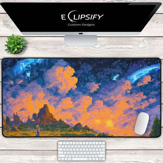 Stars Beyond: Pixel Art Sunset Gaming Mouse Pad
