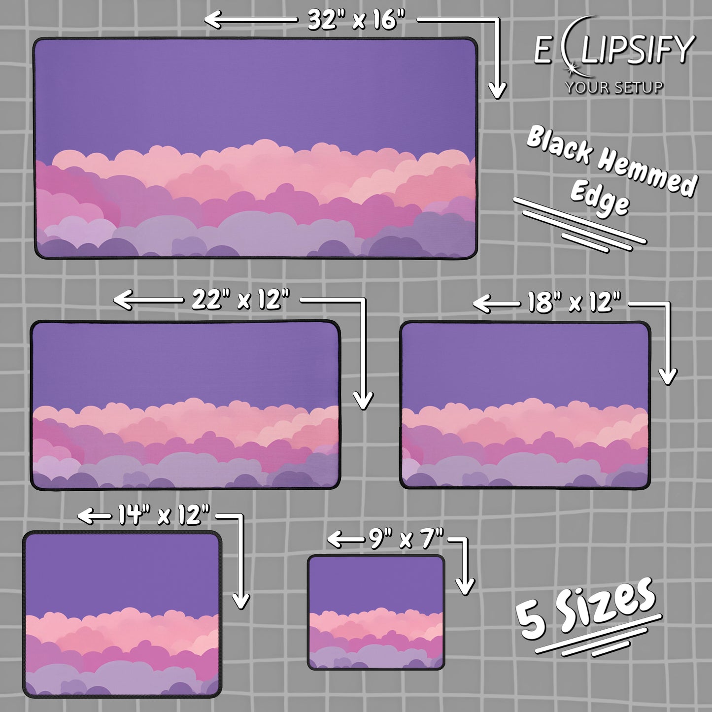 Gentle Dawn: Purple Minimalist Cute Clouds Gaming Mouse Pad