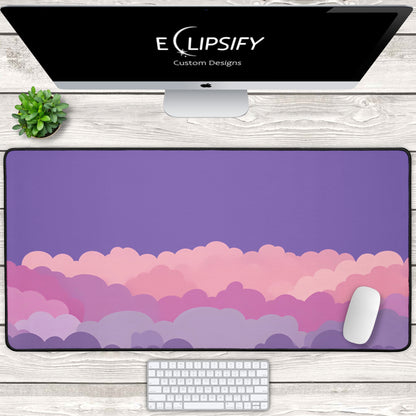Gentle Dawn: Purple Minimalist Cute Clouds Gaming Mouse Pad
