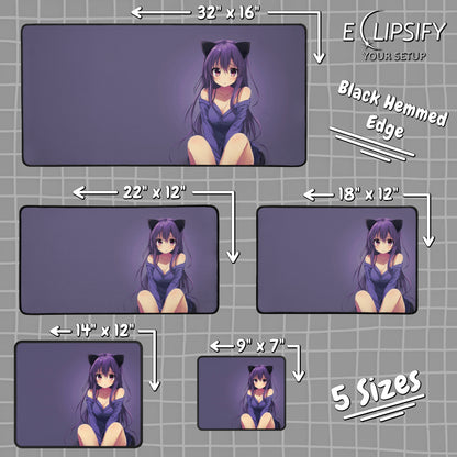 Lavender Kawaii: Anime Girl Mouse Pad