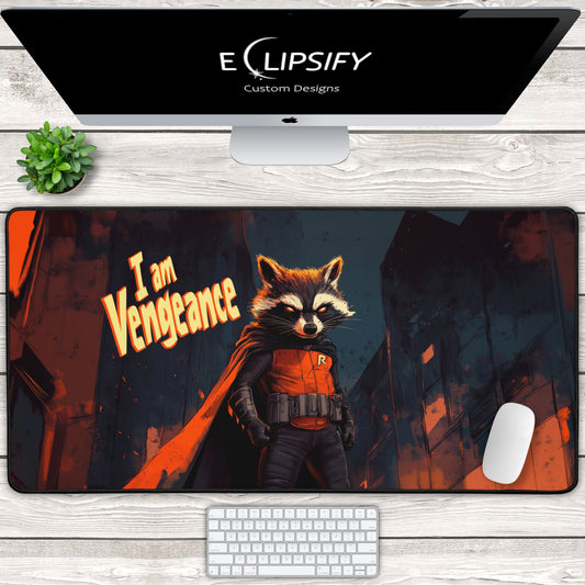 Night Vigilante: Racoon Superhero Gaming Mouse Pad