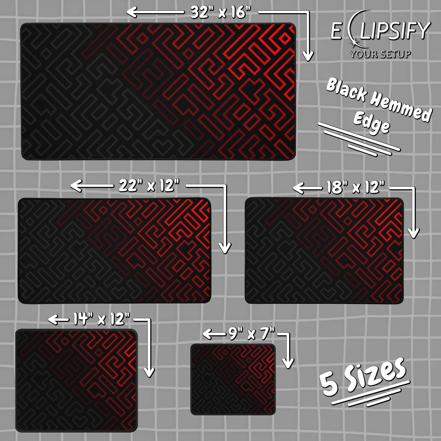 Minimalist Matrix: Red Abstract Pattern Mouse Pad