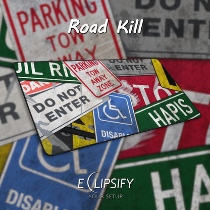 Road Kill: Rusty Road Sign Gaming Mouse Pad