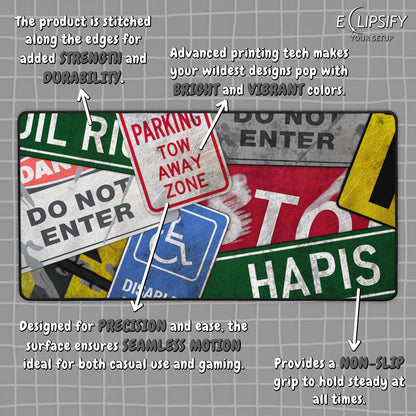 Road Kill: Rusty Road Sign Gaming Mouse Pad