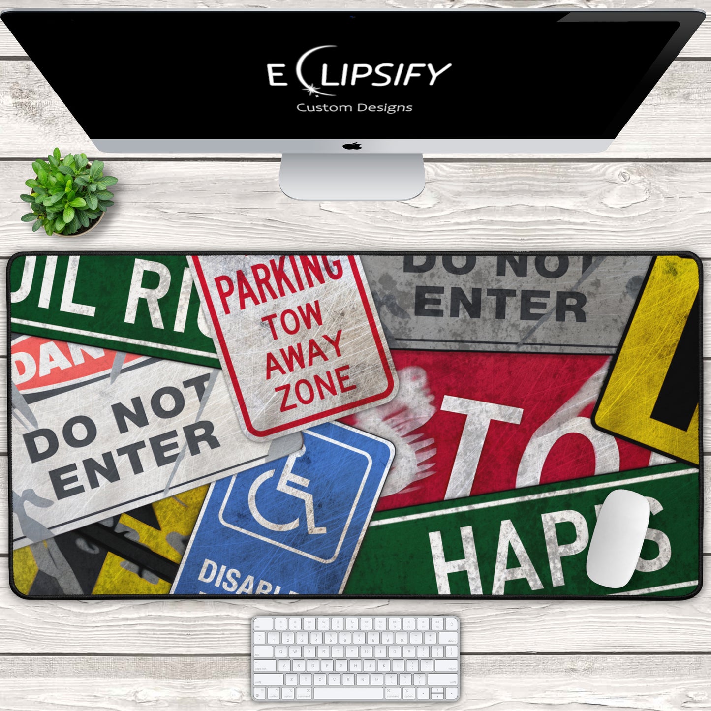 Road Kill: Rusty Road Sign Gaming Mouse Pad