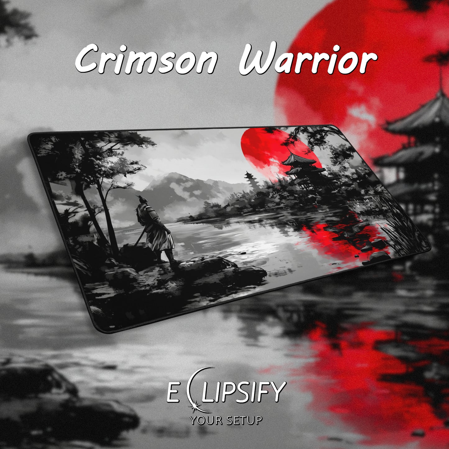 Crimson Warrior: Samurai Gaming Mouse Pad