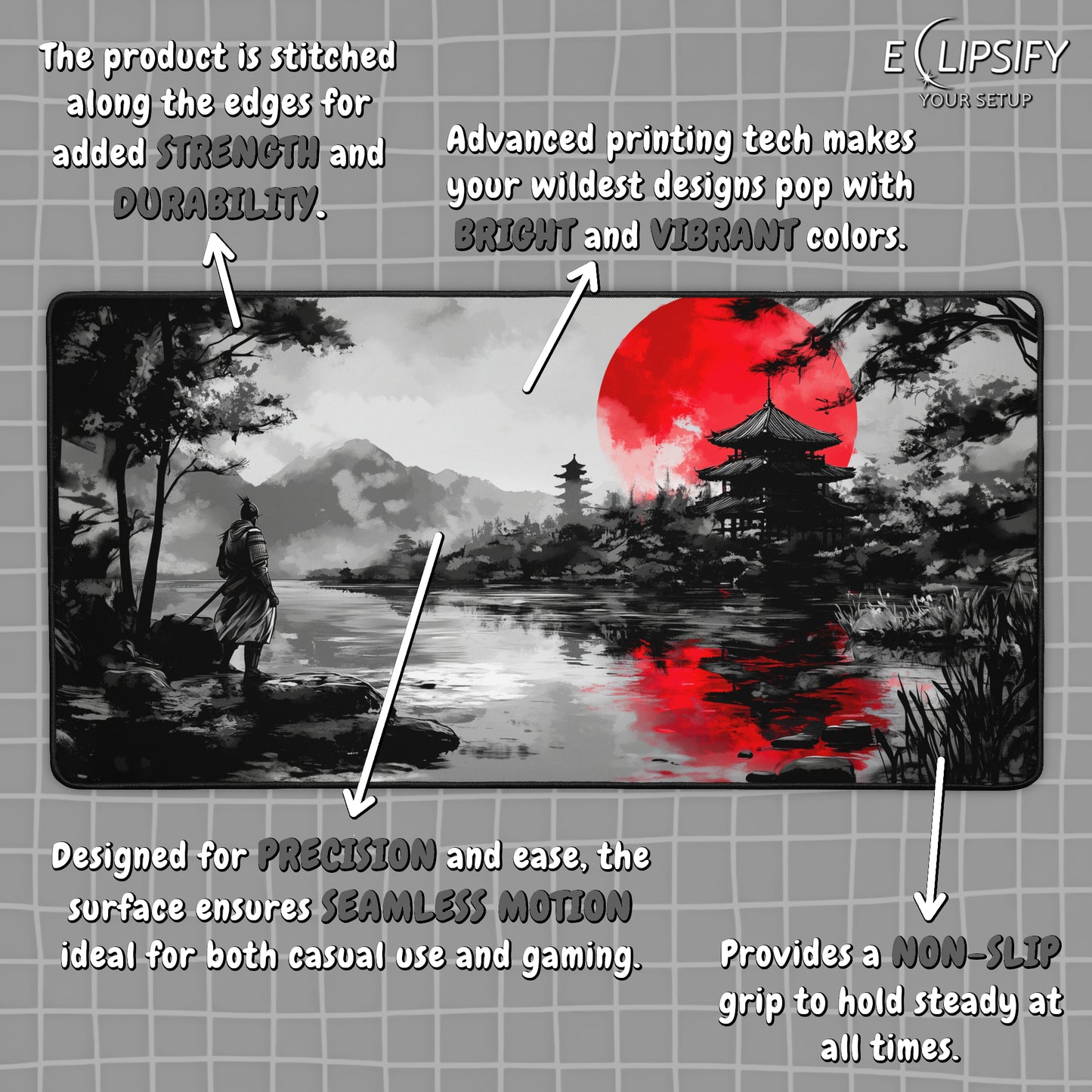 Crimson Warrior: Samurai Gaming Mouse Pad
