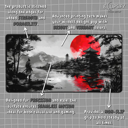 Crimson Warrior: Samurai Gaming Mouse Pad