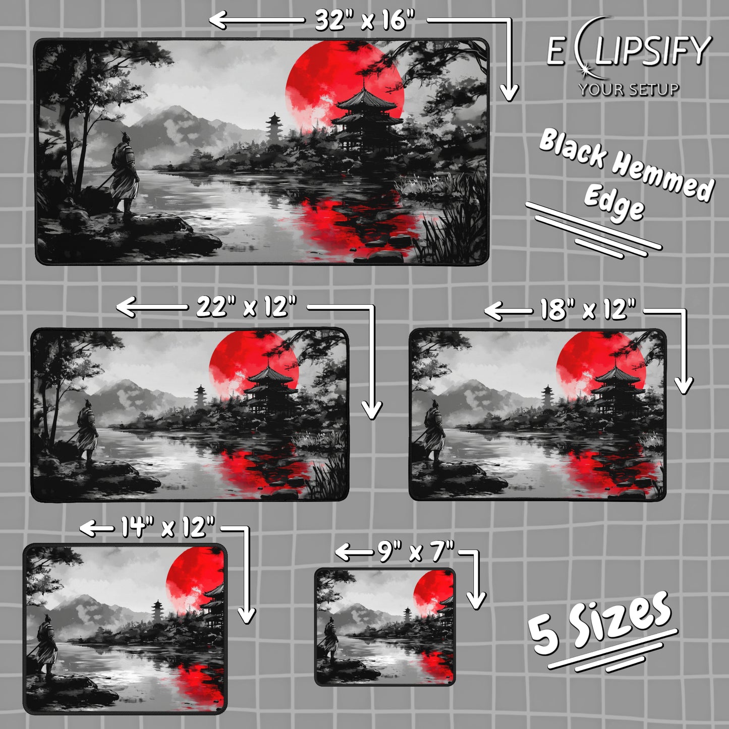 Crimson Warrior: Samurai Gaming Mouse Pad