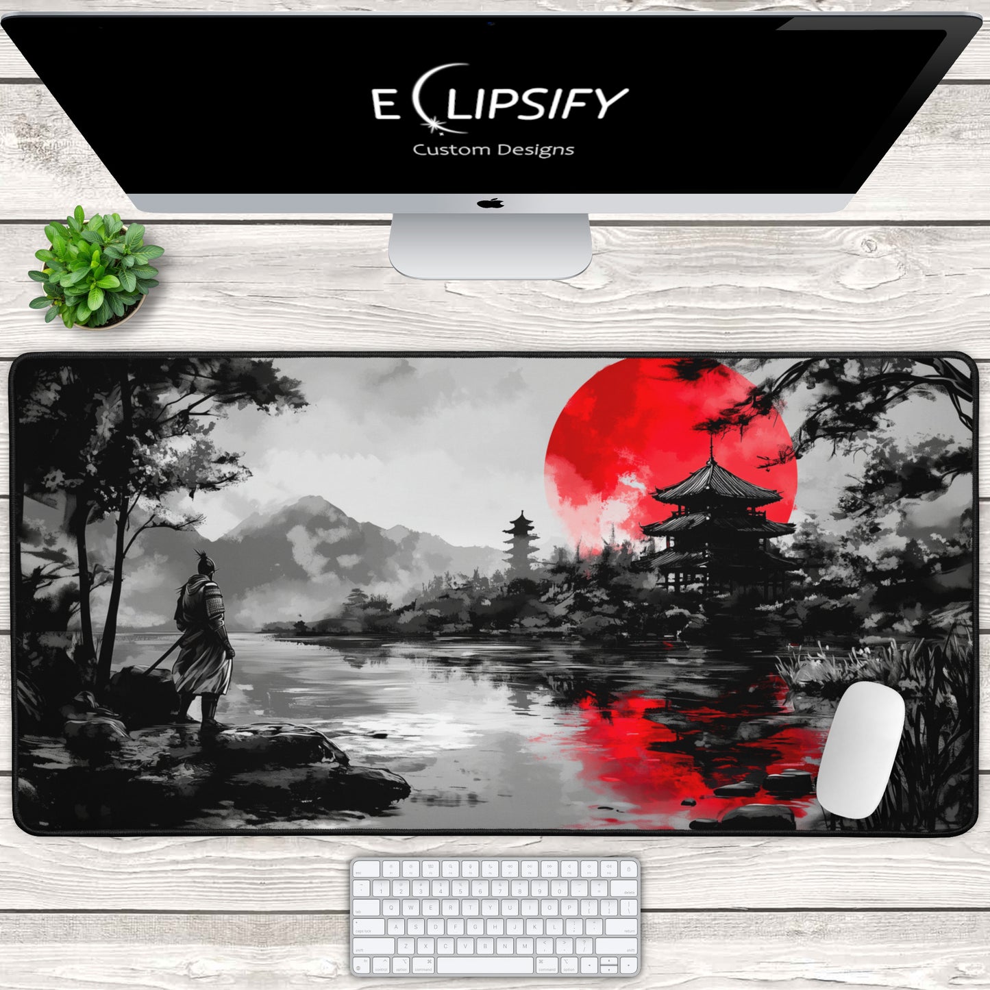 Crimson Warrior: Samurai Gaming Mouse Pad