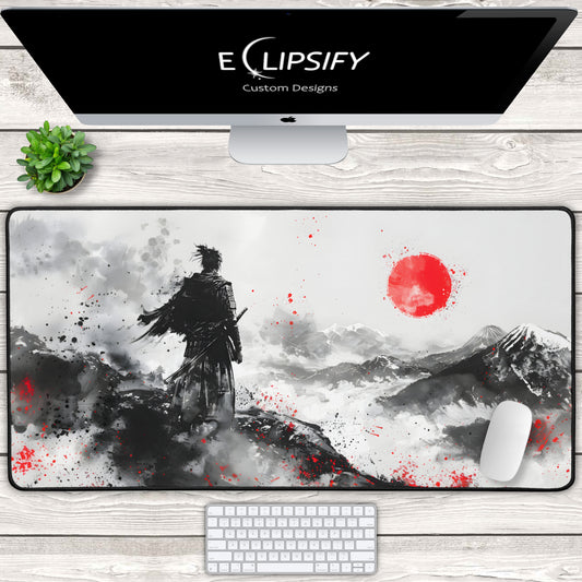 The Samurai Path: Japanese Samurai Ink Gaming Mouse Pad
